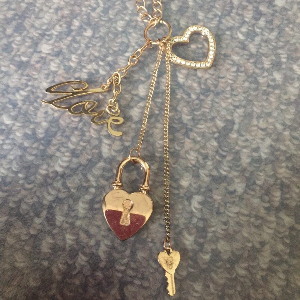 Gold tone “Love and Lock” necklace