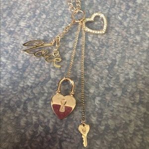 Gold tone “Love and Lock” necklace
