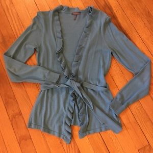 Teal Ruffle Detail Cardigan