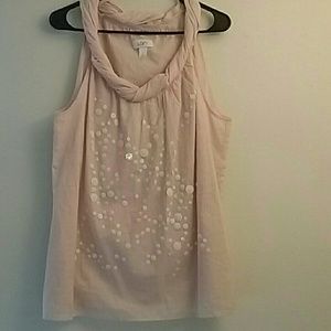 Ann Taylor LOFT soft pink sleeveless blouse