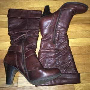 Aldo Brown Leather Mid Calf Boots Size 8