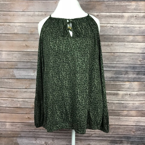 Michael Kors Tops - ⬇️NWT Michael Kors Green Print Off Shoulder Top L