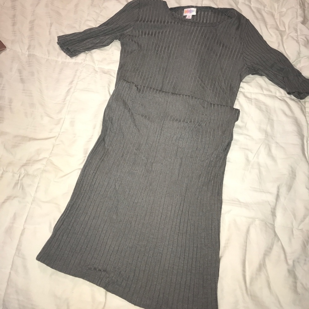 LLR Julia, medium, gray with ribbed striping