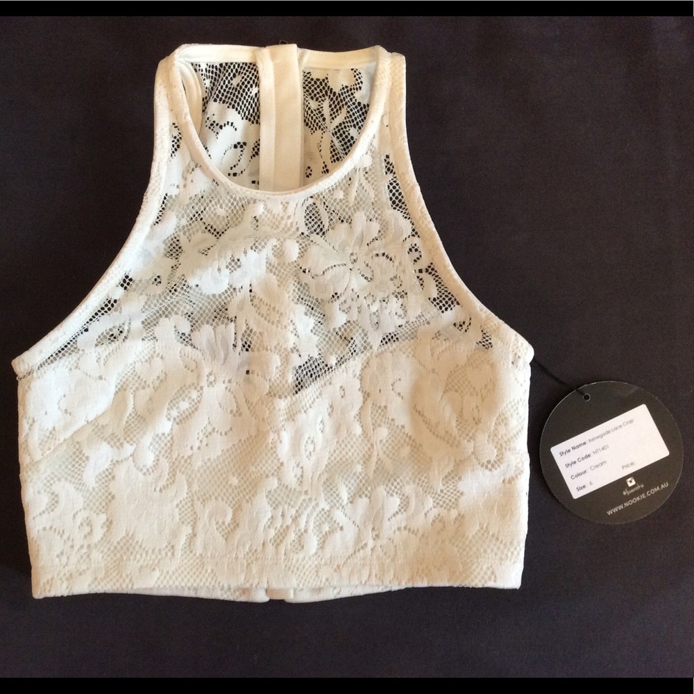 Nookie Renegade Cream Lace Crop Top - NWT!