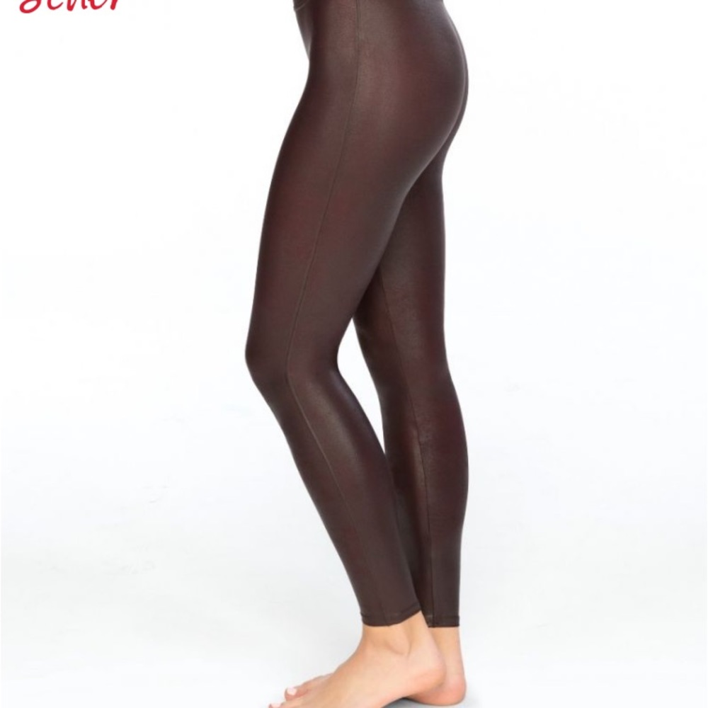 Spanx faux leather leggings bronze metal small new