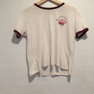 T bar crop top olympic design on corner