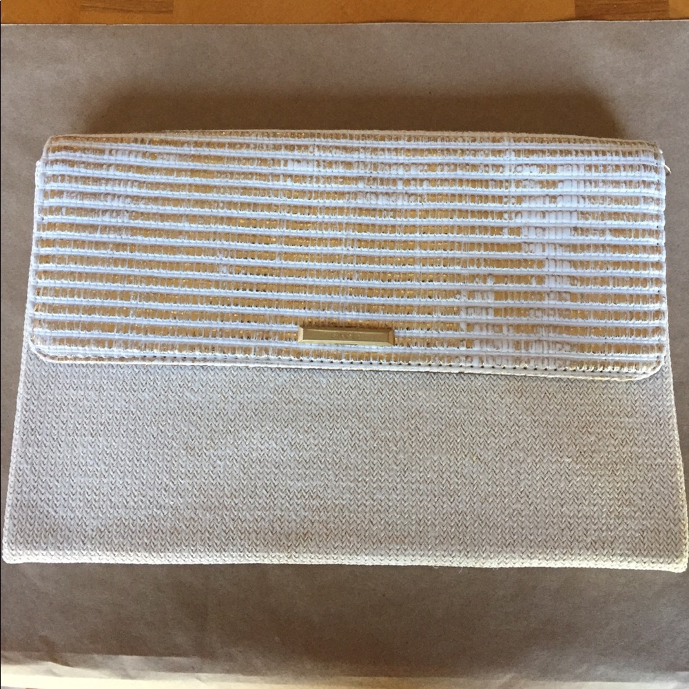 Stella & Dot City Slim Clutch - gold stripe