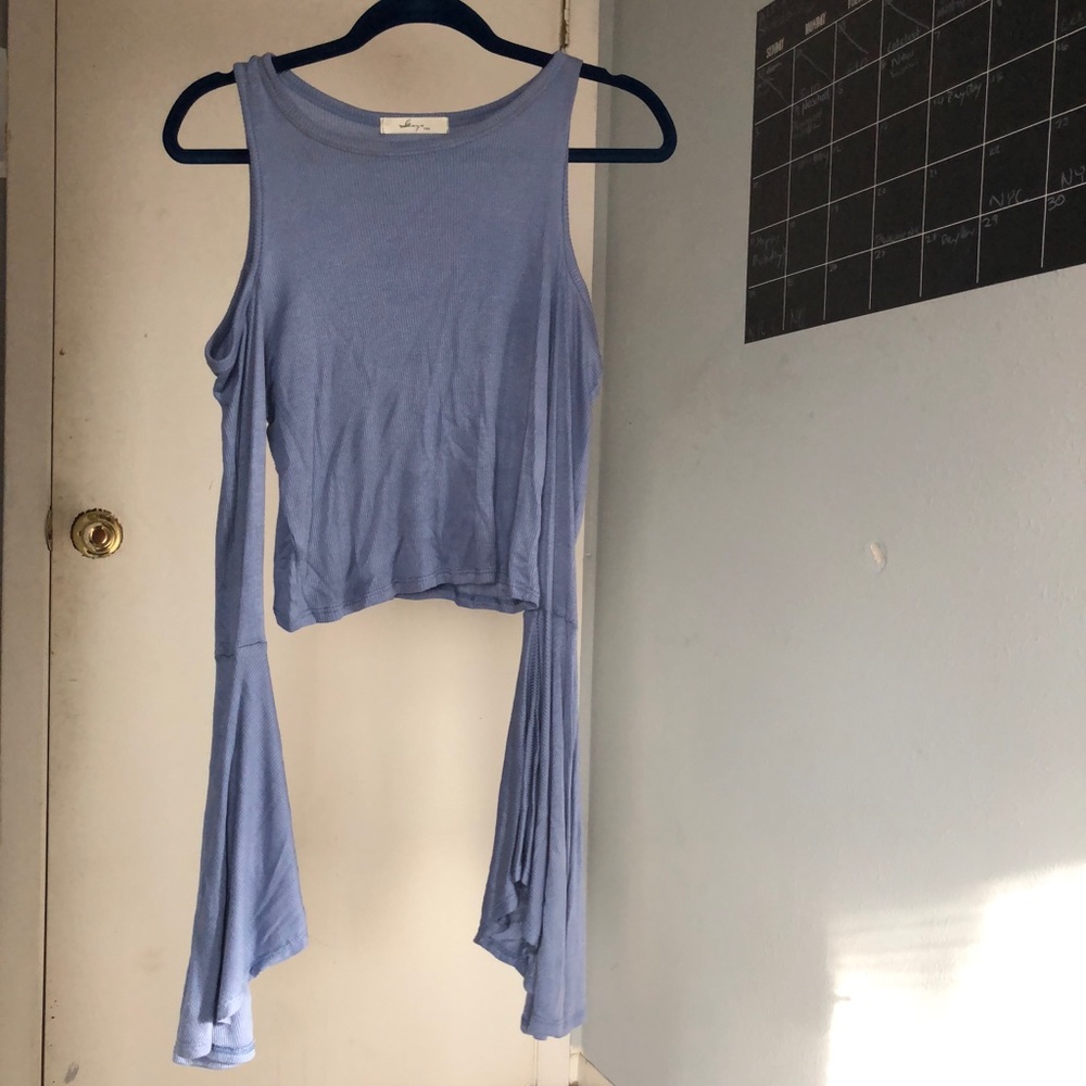 Blue bell sleeve shirt