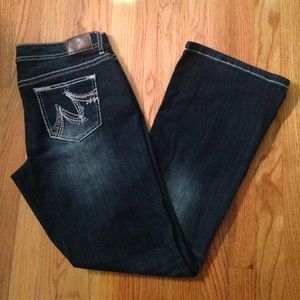 Maurices mid-rise dark rinse boot cut jeans