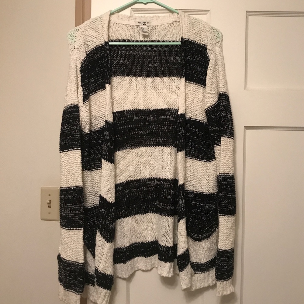 Black and White Stripped Cardigan from Forever 21