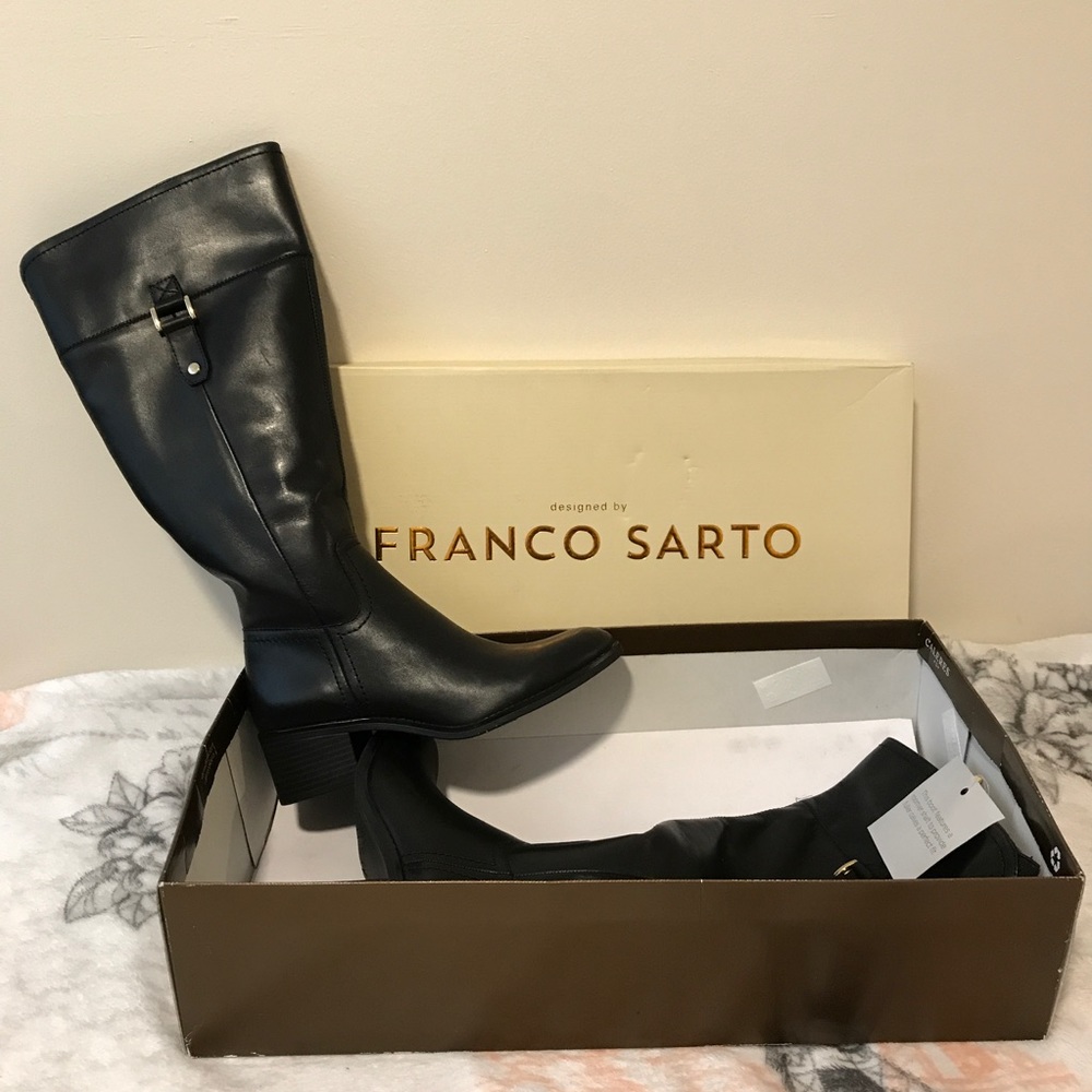 NWT Franco Sarto Black calf High Lizbeth Boots