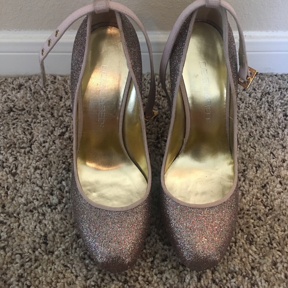 Dsquared glitter platform pumps with ankle straps