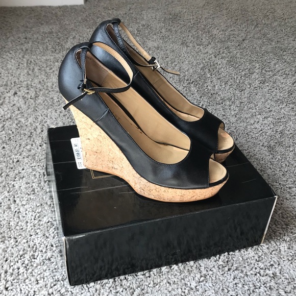 Colin Stuart Shoes - Black Cork Wedges