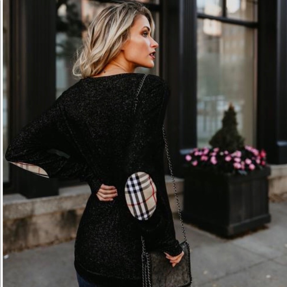 ISO Vici Collection York Plaid Contrast Knit Top