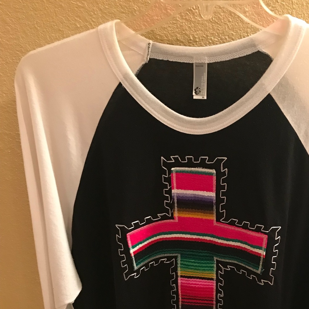 XL baseball T-shirt with serape cross