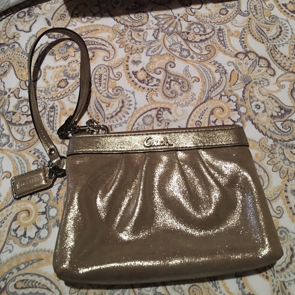 Sparkly gold wristlet