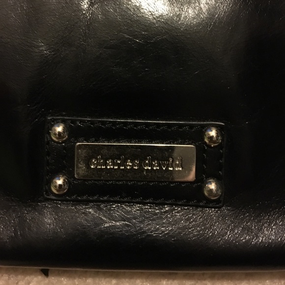 New with Tag Charles David Black Leather Clutch - Picture 4 of 6