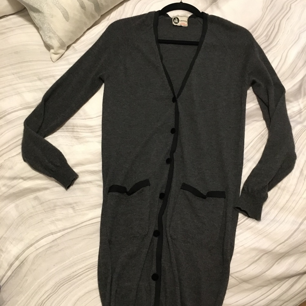 LANVIN cardigan gray with Blk finish