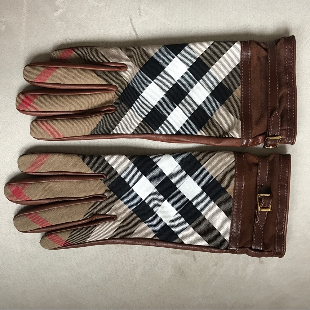 NEW! Burberry Bridle Housecheck Nicola Cuff Gloves