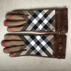 NEW! Burberry Bridle Housecheck Nicola Cuff Gloves