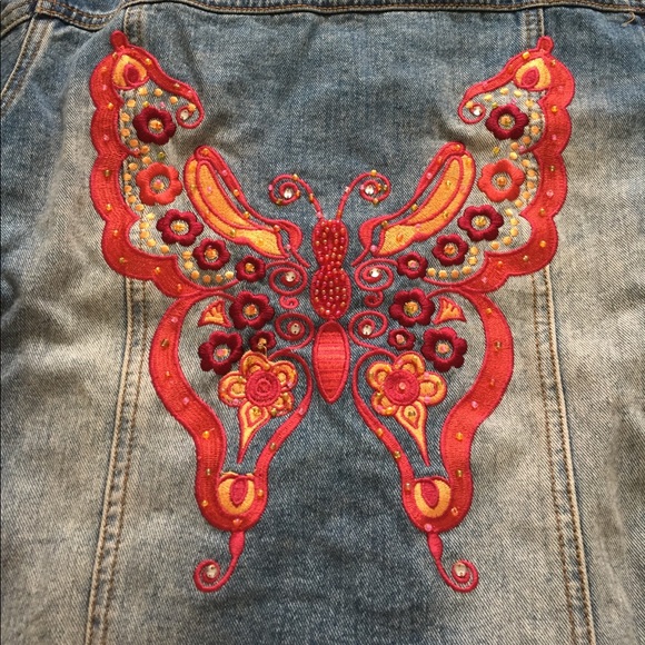 Central Falls Butterfly (on back) Jean Jacket - M - Picture 4 of 6