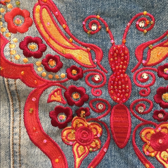 Central Falls Butterfly (on back) Jean Jacket - M - Picture 6 of 6