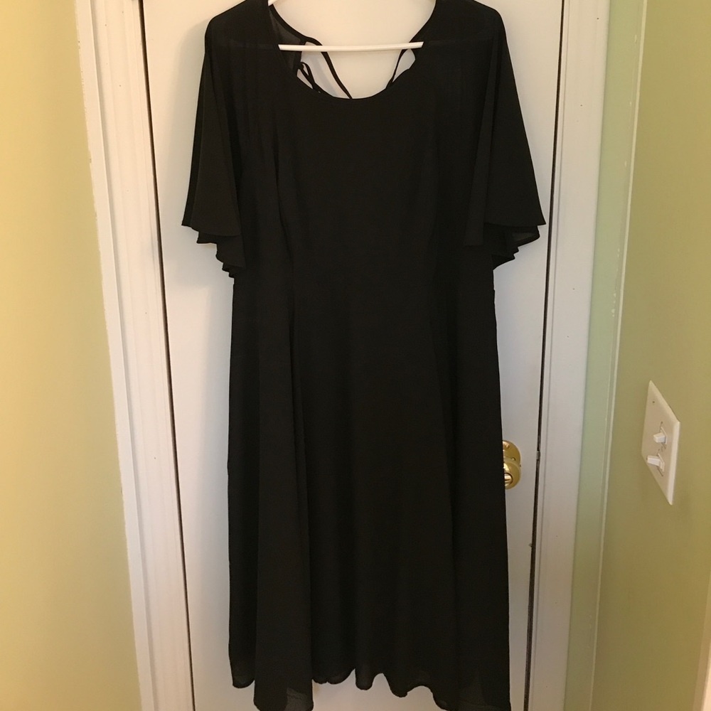 Torrid Black Open back w/ Lace Up detail dress