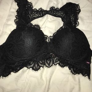 VS pink padded bralette black NWOT