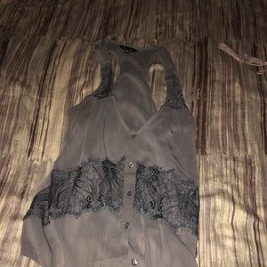 Grey tank with lace