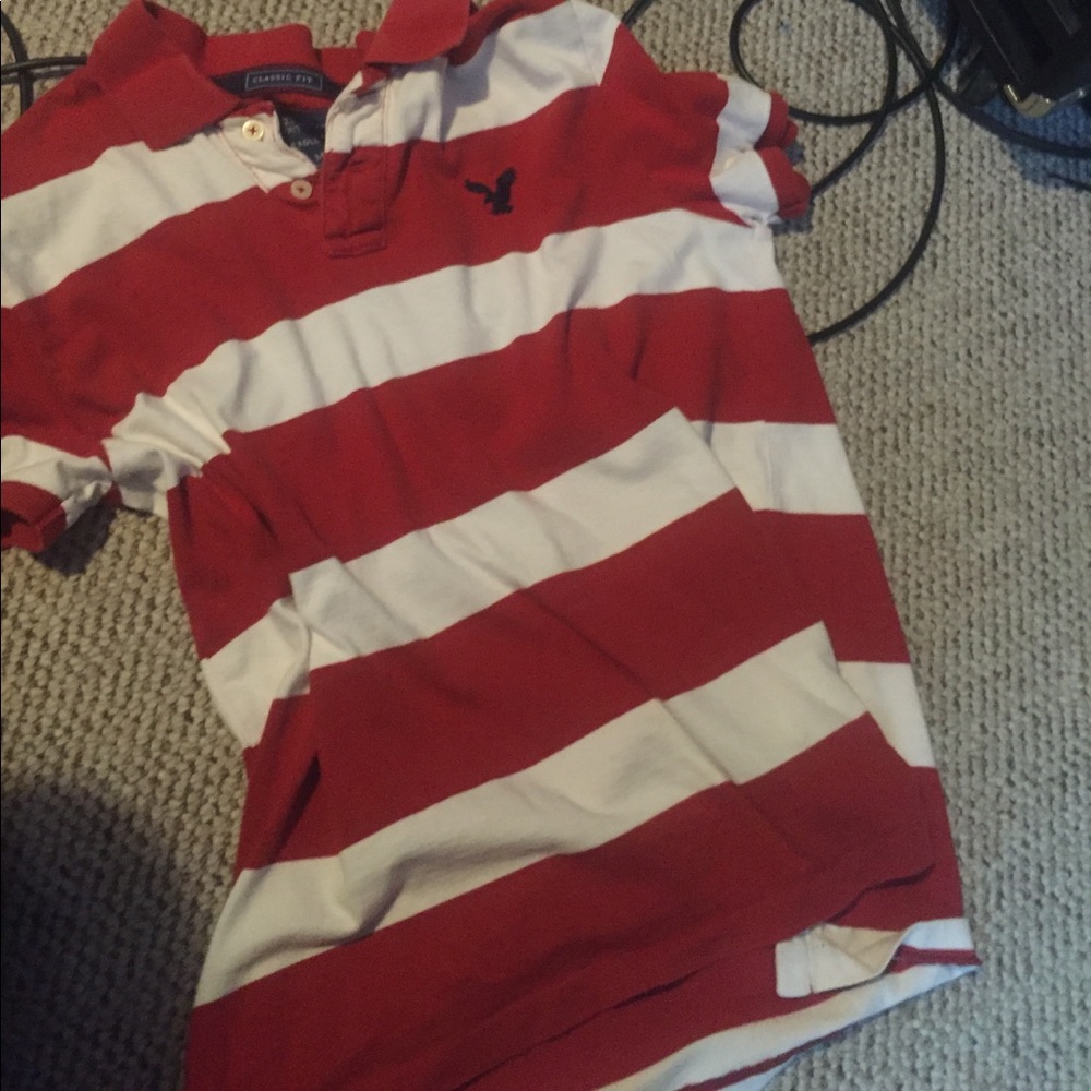 Red and white American eagle polo