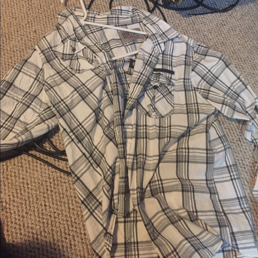 Grey and white button up