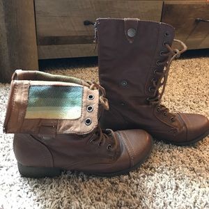 Brown combat boots