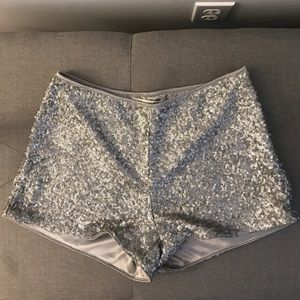 Silver sequin high waisted shorts