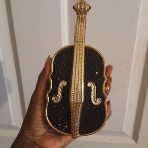 Judith Leiber violin clutch purse