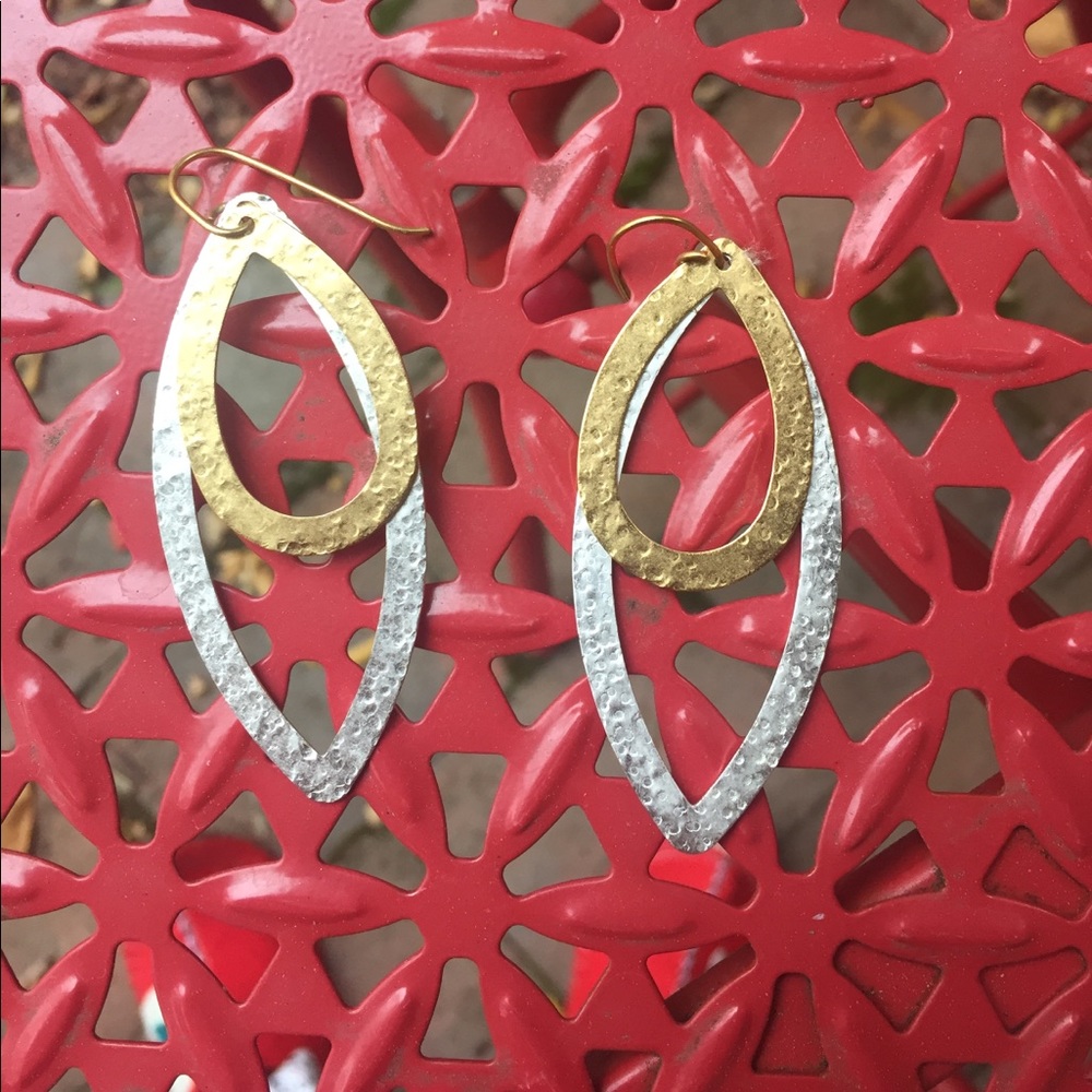 Silver and gold teardrop Earrings