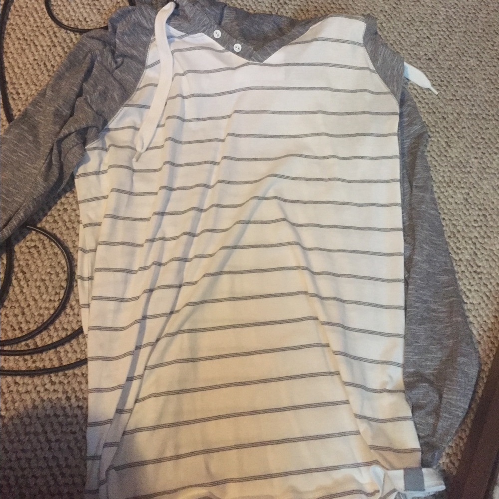 Grey and white shin sweatshirt