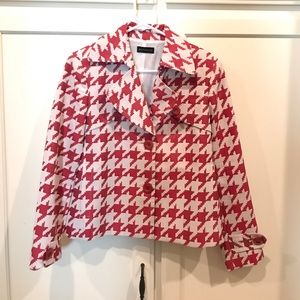 Rafaella Houndstooth M L Women's Blazer Red White