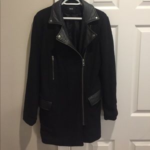 ASOS long black wool and leather coat