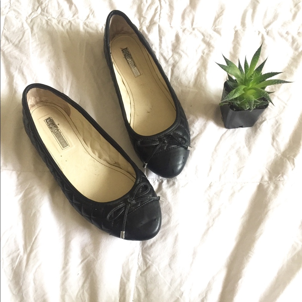 BCBG quilted black flats size 7