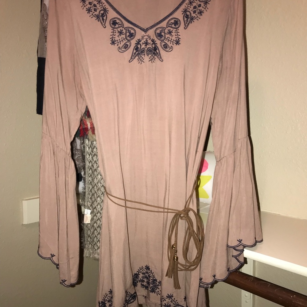 Brown Embroidered Dress