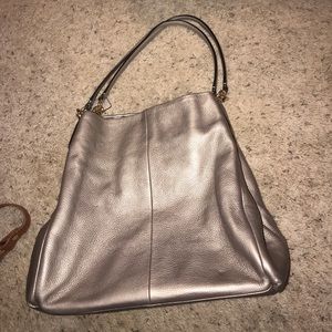 ON HOLD!!!! Gray/silver coach Hand Bag