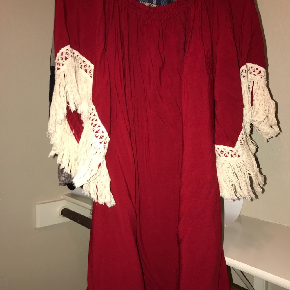 Red Off the Shoulder Fridge Dress