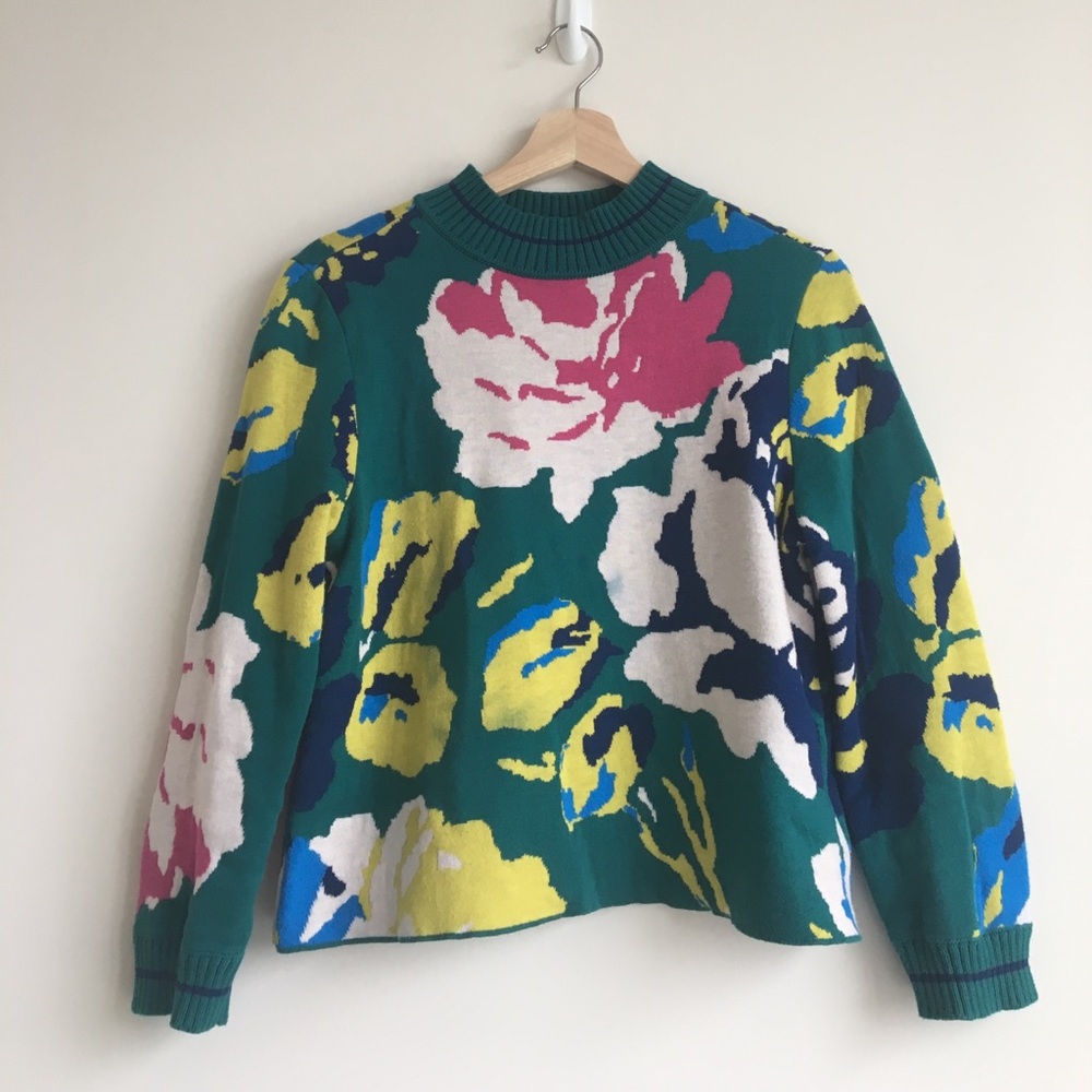 Floral mock neck sweater