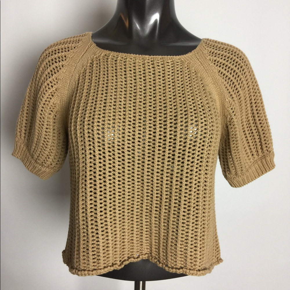 Tcec Brown Cable Knit Cropped Sweater