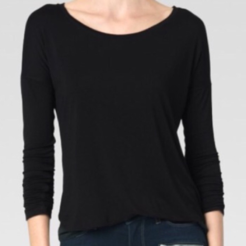 NWOT PAIGE Black Micro cotton crew neck Top XS