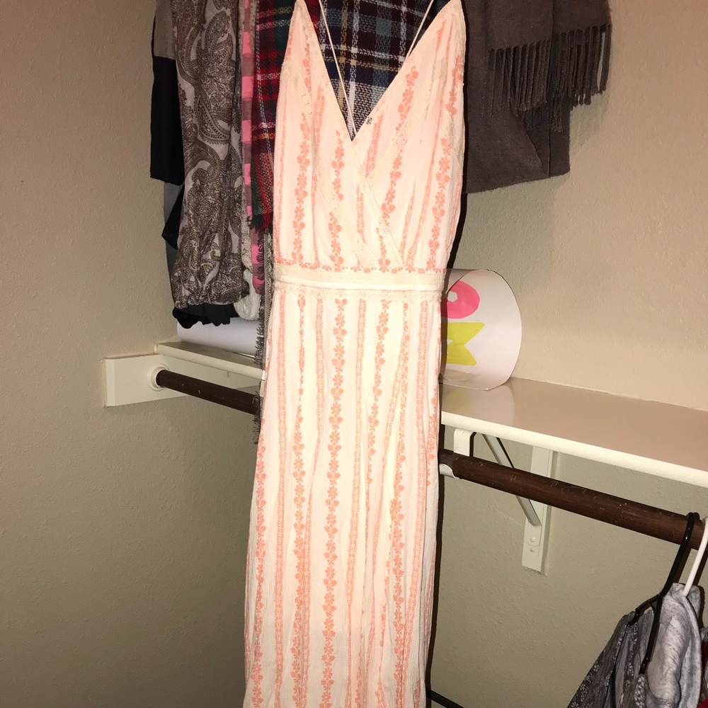 Pink and Cream Strappy Maxi Dress