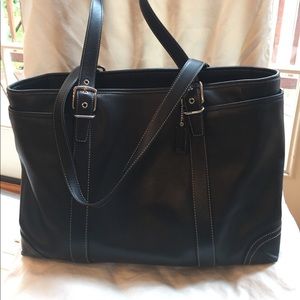 Black leather Coach tote