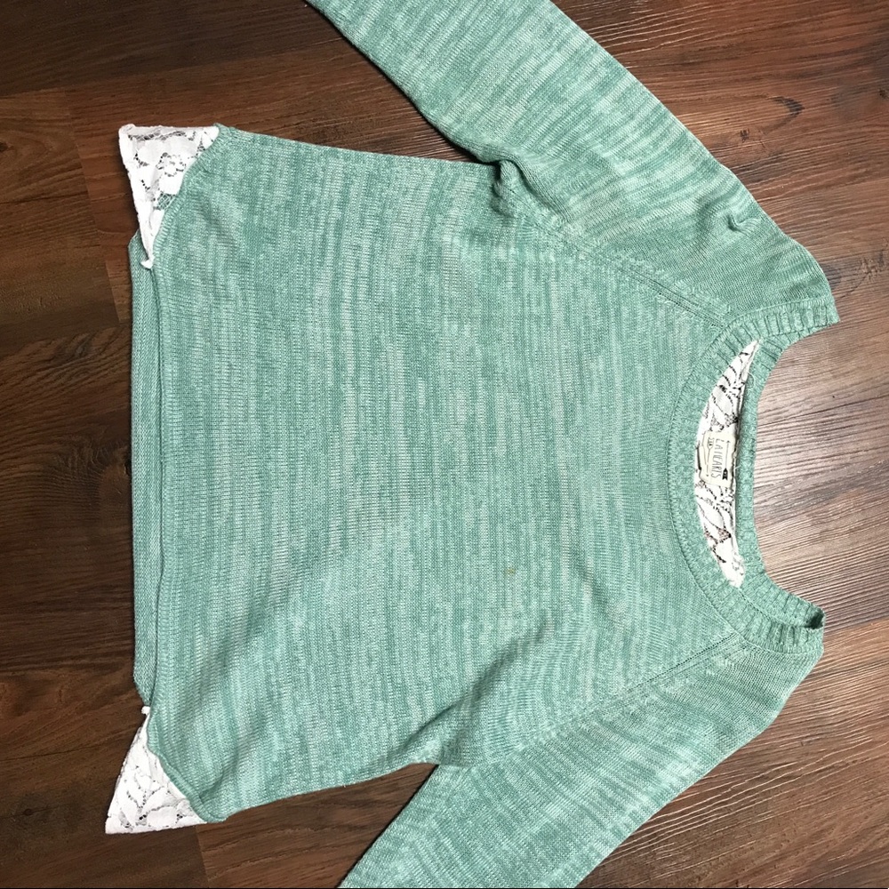 PACSUN GREEN LACE LONG SLEEVE SHIRT