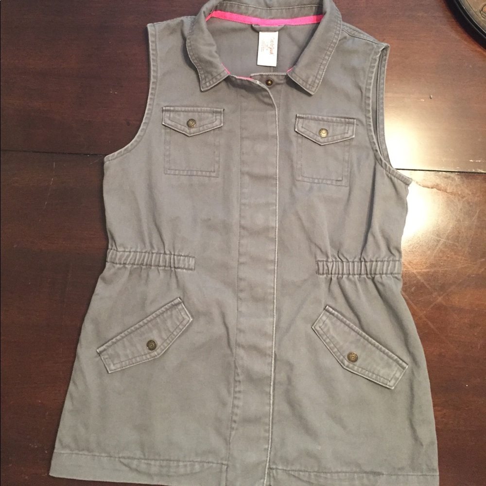 Long sleeveless denim style vest