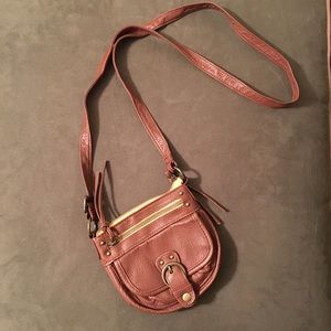 Brown faux leather crossbody bag